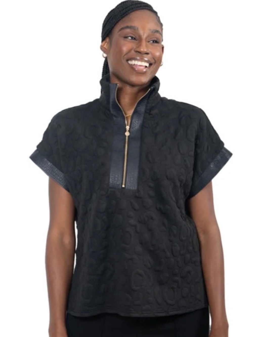 Emily McCarthy Black Cheetah Poppy Pullover